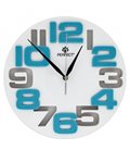 Zegar ścienny analogowy Perfect WL 689A Biała tarcza niebieskie cyfry Ø 26.0
