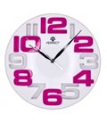 Zegar ścienny analogowy Perfect WL 689A Biała tarcza różowe cyfry Ø 26.0