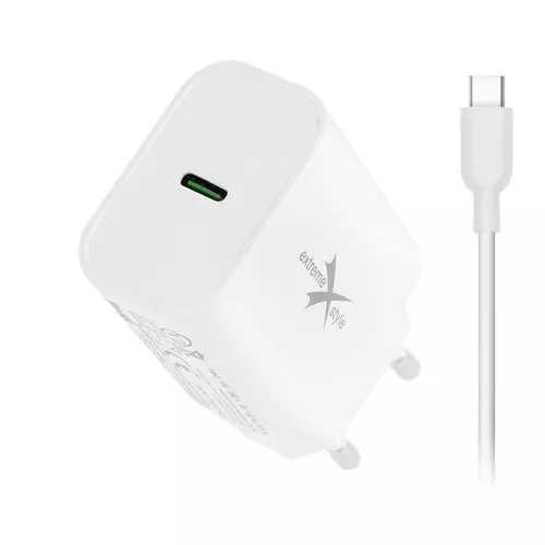 Ładowarka  eXtremestyle sieciowa USB C+kab Type C 25W TC25C+CC 2