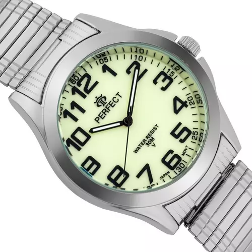 Zegarek Kwarcowy PERFECT X012-02 Silver Gumka męska TARCZA FLUORESCENCYJNA 2