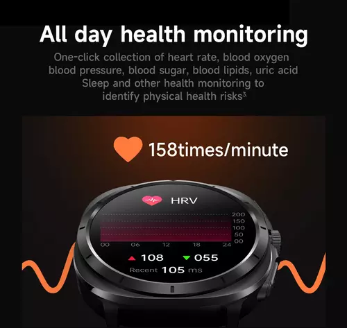 Smartwatch Hagen HB50 czarny pasek brązowy 2