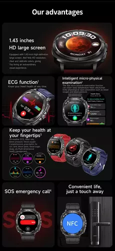 Smartwatch Hagen HB50 czarny pasek brązowy 3