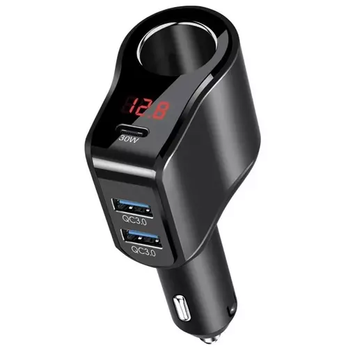 Ładowarka   eXtremestyle  samochodowa. Typ-C+2xUSB+gniazdo PD 45W CC45CUU 2