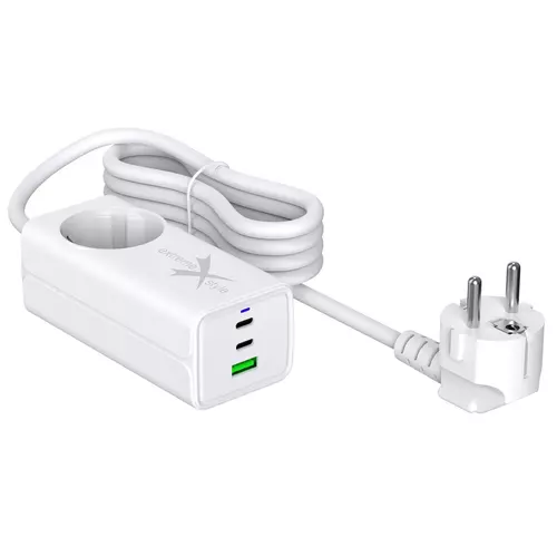 Ładowarka eXtremestyle  siec. GaN evo 65W 2xUSB-C+USB+230V 2