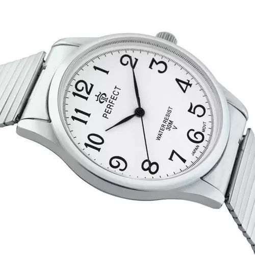 Zegarek Kwarcowy PERFECT XM421-01 Silver Gumka  męska TARCZA BIAŁA 2