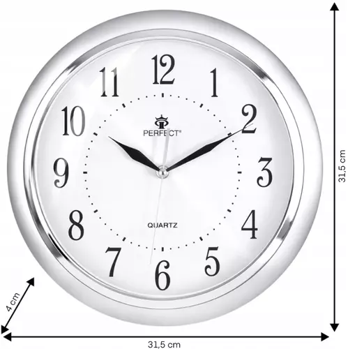 Zegar ścienny analogowy Perfect JQ17 silver Ø 31,5CM 3