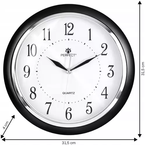 Zegar ścienny analogowy Perfect JQ17 black Ø 31,5CM 3