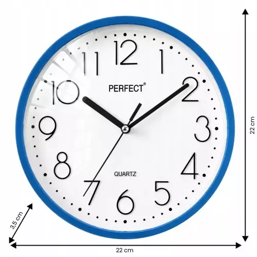 Zegar ścienny analogowy Perfect FX-5814 Niebieski Ø 22CM 2