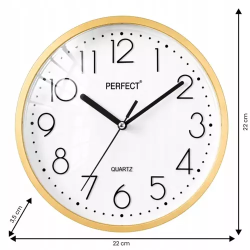 Zegar ścienny analogowy Perfect FX-5814 Złoty Ø 22CM 3