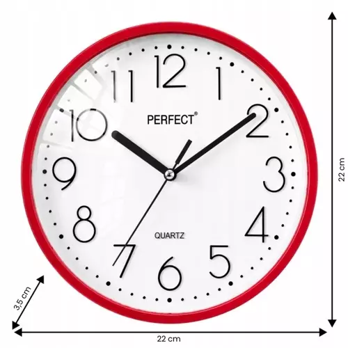 Zegar ścienny analogowy Perfect FX-5814 Czerwony Ø 22CM 3