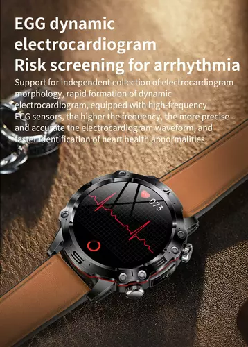 Smartwatch Hagen HB31 czarny skórzany pasek+czerwony silikon 3
