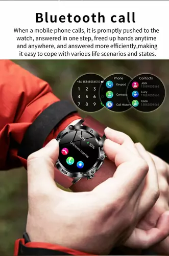 Smartwatch Hagen HB31 czarny skórzany pasek+czerwony silikon 4