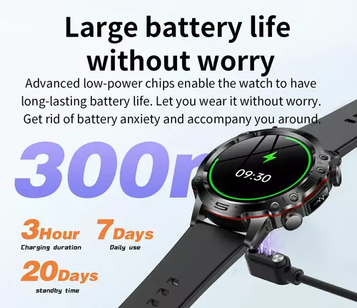 Smartwatch Hagen HB31 czarny skórzany pasek+czerwony silikon 9