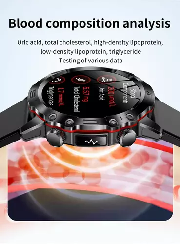 Smartwatch Hagen HB31 czarny skórzany pasek+czerwony silikon 16