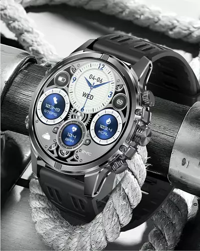 Smartwatch Hagen HB45 srebrny pasek czarny silikon 3