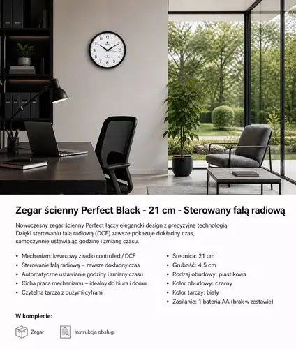 Zegar Perfect PW348-2100-1 Radio Control Czarny 3