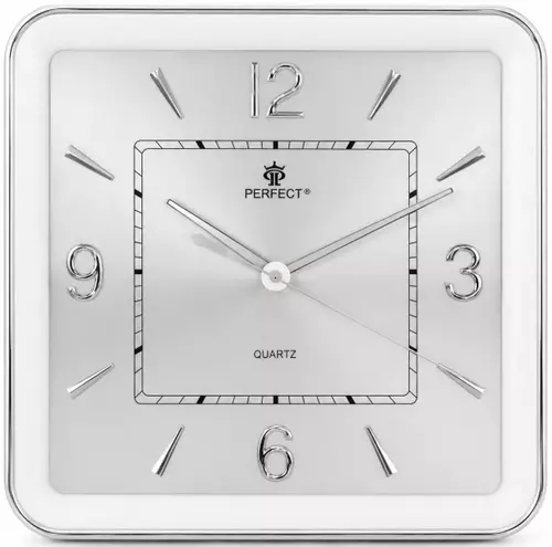 Zegar ścienny analogowy Perfect PW 165 SILVER srebrna tarcza 33X32,3 4
