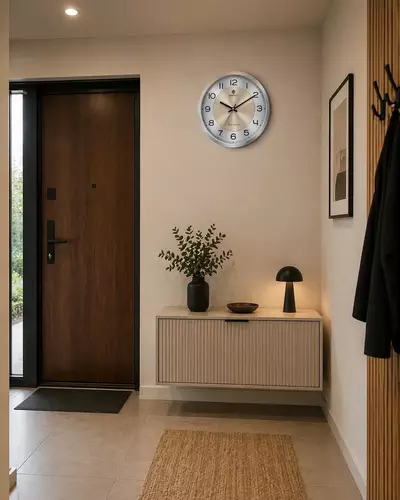 Zegar ścienny analogowy Perfect PW 192 srebrny srebrno/złota tarcza Ø 30.5 3