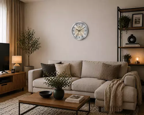 Zegar ścienny analogowy Perfect PW 192 srebrny srebrno/złota tarcza Ø 30.5 4
