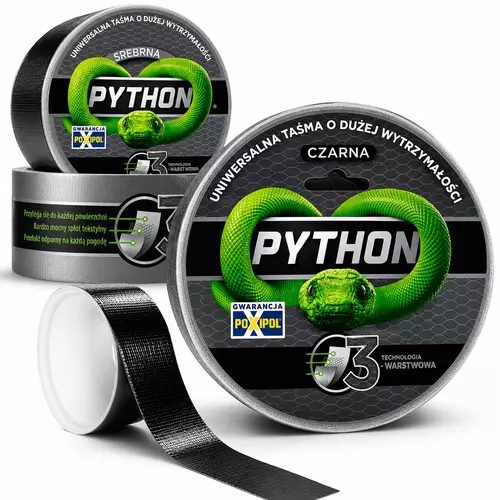 Taśma Python czarna 25m 2