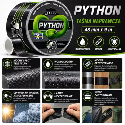 Taśma Python czarna 48mm x 9m 3