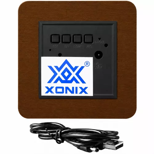 Budzik XONIX GHY-1310 brązowy z zielonym wyświetlaczem 2