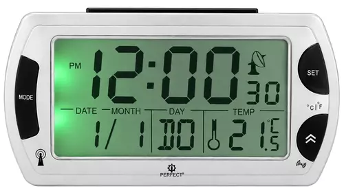 Budzik Kwarcowy LCD Perfect R358 DCF Srebrny 3