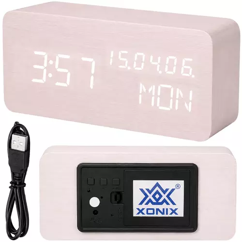 Budzik XONIX GHY-018 biały z białym wyświetlaczem 4