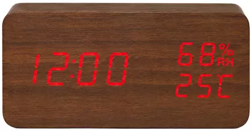 Budzik XONIX GHY-016 brązowy z czerwonym wyświetlaczem 2