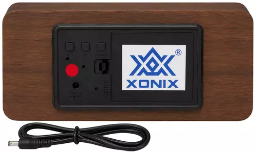 Budzik XONIX GHY-016 brązowy z czerwonym wyświetlaczem 3