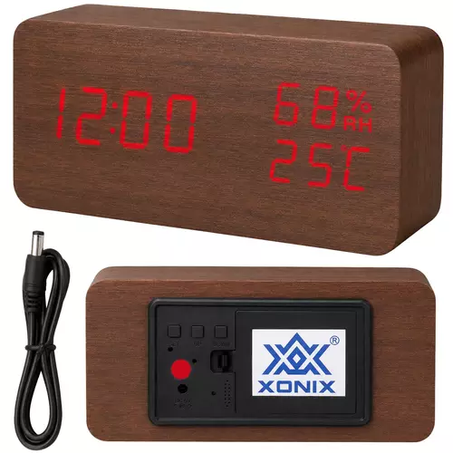 Budzik XONIX GHY-016 brązowy z czerwonym wyświetlaczem 4
