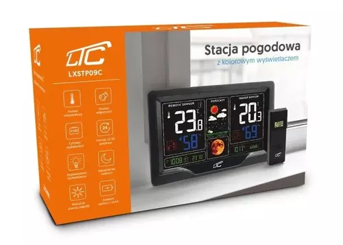 Stacja pogodowa LTC z kolorowym wyświetlaczem wielofunkcyjna Czarna 4