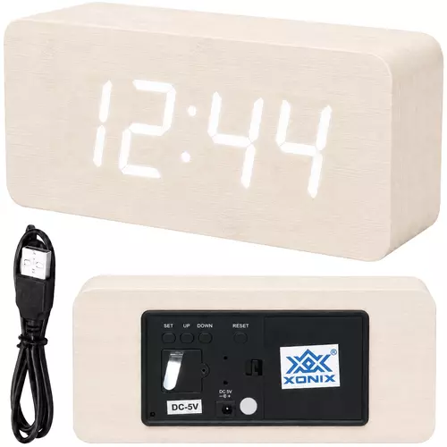 Budzik XONIX GHY-006 biały z białym wyświetlaczem 4
