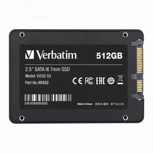 Dysk SSD Wewnętrzny Verbatim Vi550, 49352, 512GB, czarny, SATA III 3