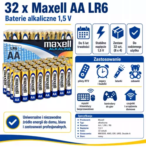 Bateria Maxell LR6 AA folia-32szt 2