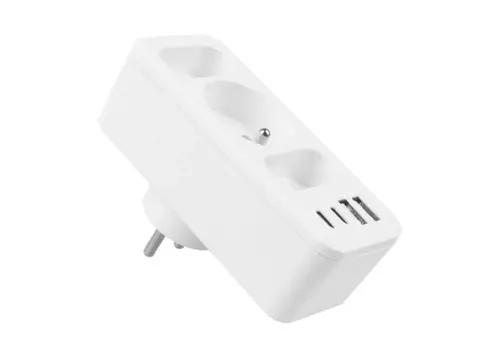 Rozgałężnik sieciowy : 2 gniazdka płaskie+ 2xUSB+2USB-C ,3.1A biały 2