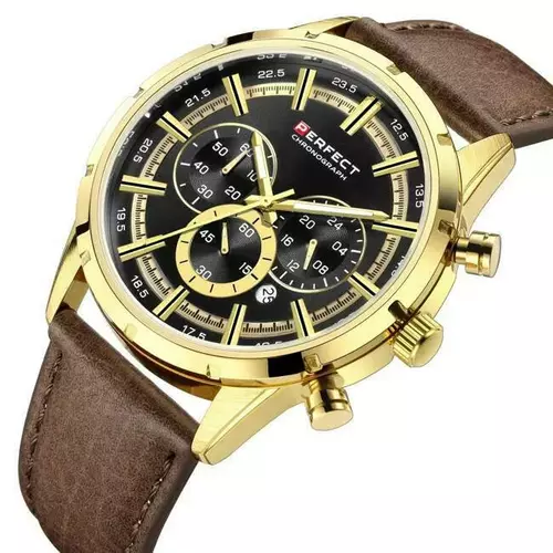 Zegarek PERFECT W507CH-05 GOLD PASEK BRĄZOWY 2