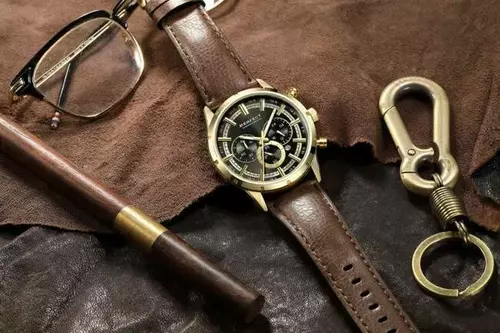 Zegarek PERFECT W507CH-05 GOLD PASEK BRĄZOWY 3