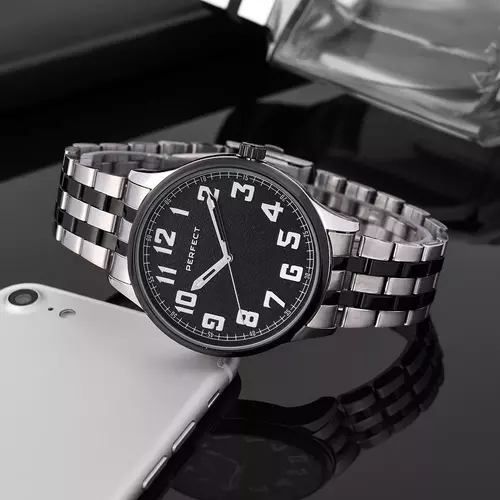 Zegarek PERFECT METAL M111 -08 SILVER/BLACK TARCZA CZARNA 3