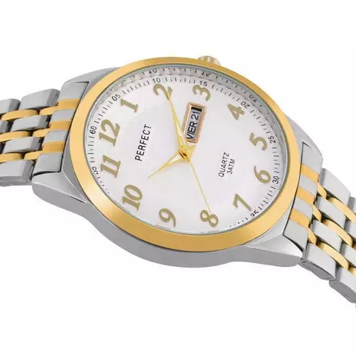Zegarek Kwarcowy PERFECT B203-07 T/T tarcza silver cyfra gold 2