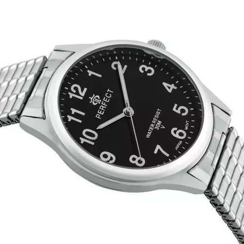 Zegarek Kwarcowy PERFECT X281-03 Silver Gumka męska TARCZA CZARNA 2
