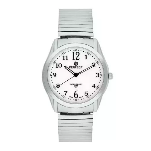 Zegarek Kwarcowy PERFECT XM411-01 Silver Gumka męska TARCZA BIAŁA 2