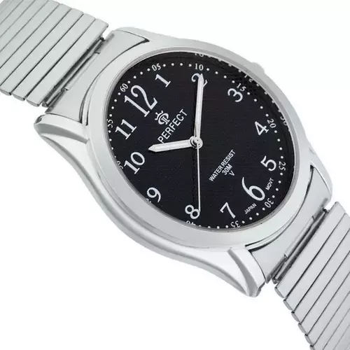 Zegarek Kwarcowy PERFECT X411-03 Silver Gumka męska  TARCZA CZARNA 2