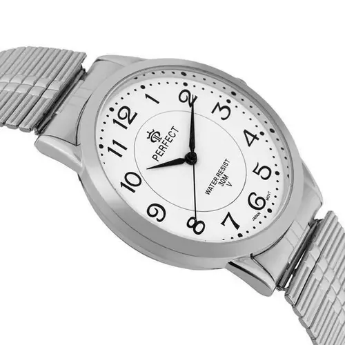 Zegarek Kwarcowy PERFECT XM412-01 Silver Gumka męska TARCZA BIAŁA 2