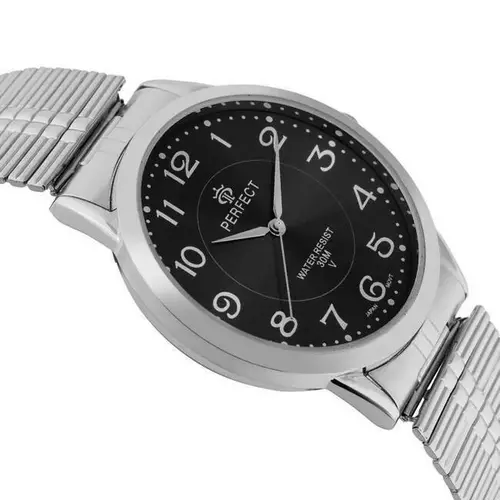 Zegarek Kwarcowy PERFECT XM412-03 Silver Gumka  męska TARCZA CZARNA 2