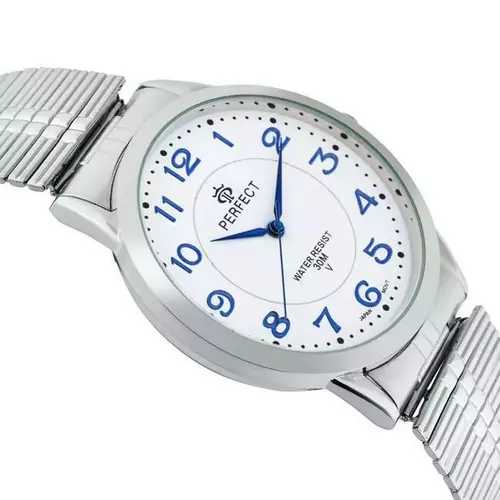 Zegarek Kwarcowy PERFECT X412-21 Silver Gumka męska TARCZA BIAŁA CYFRA BLU 2