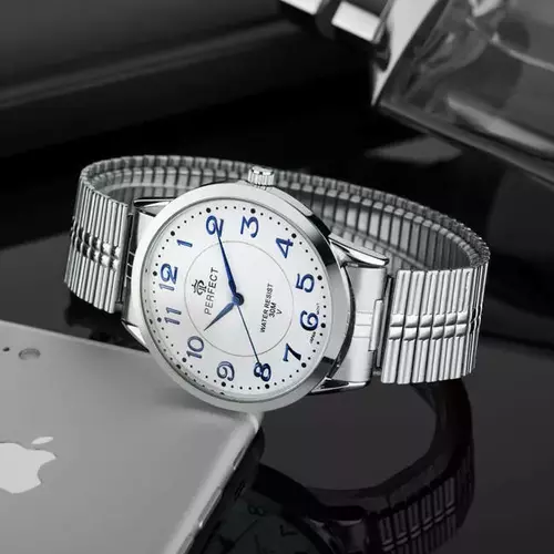 Zegarek Kwarcowy PERFECT X412-21 Silver Gumka męska TARCZA BIAŁA CYFRA BLU 3