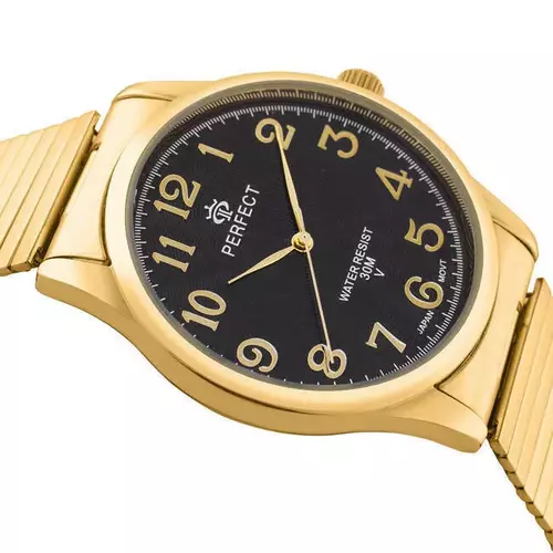 Zegarek Kwarcowy PERFECT X421-17 Gold Gumka męska TARCZA BLACK 2