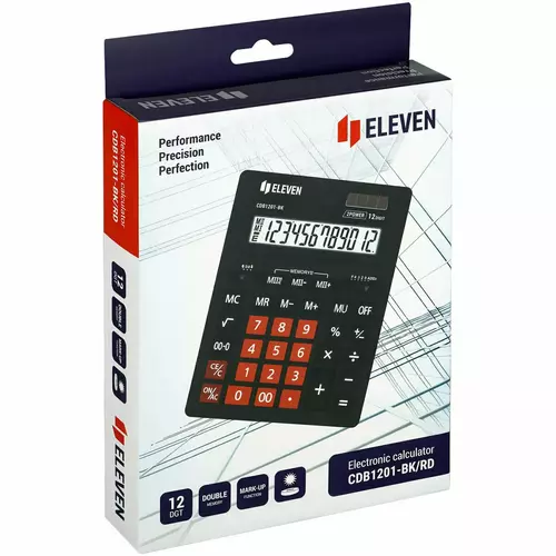 Kalkulator Eleven CDB1201BK-RD 6