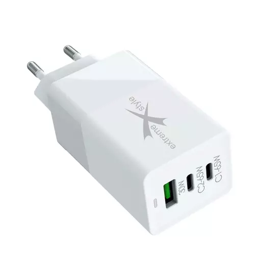 Ładowarka sieciowa eXtremestyle GaN evo 65W 2xUSB-C+USB TC65CCUGAN 2